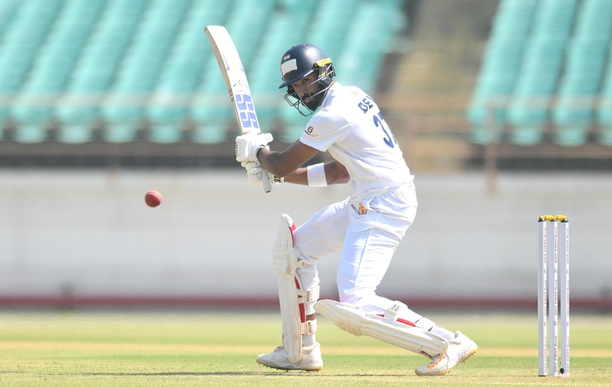 Devdutt Padikkal in action against Saurashtra in the Ranji Trophy.