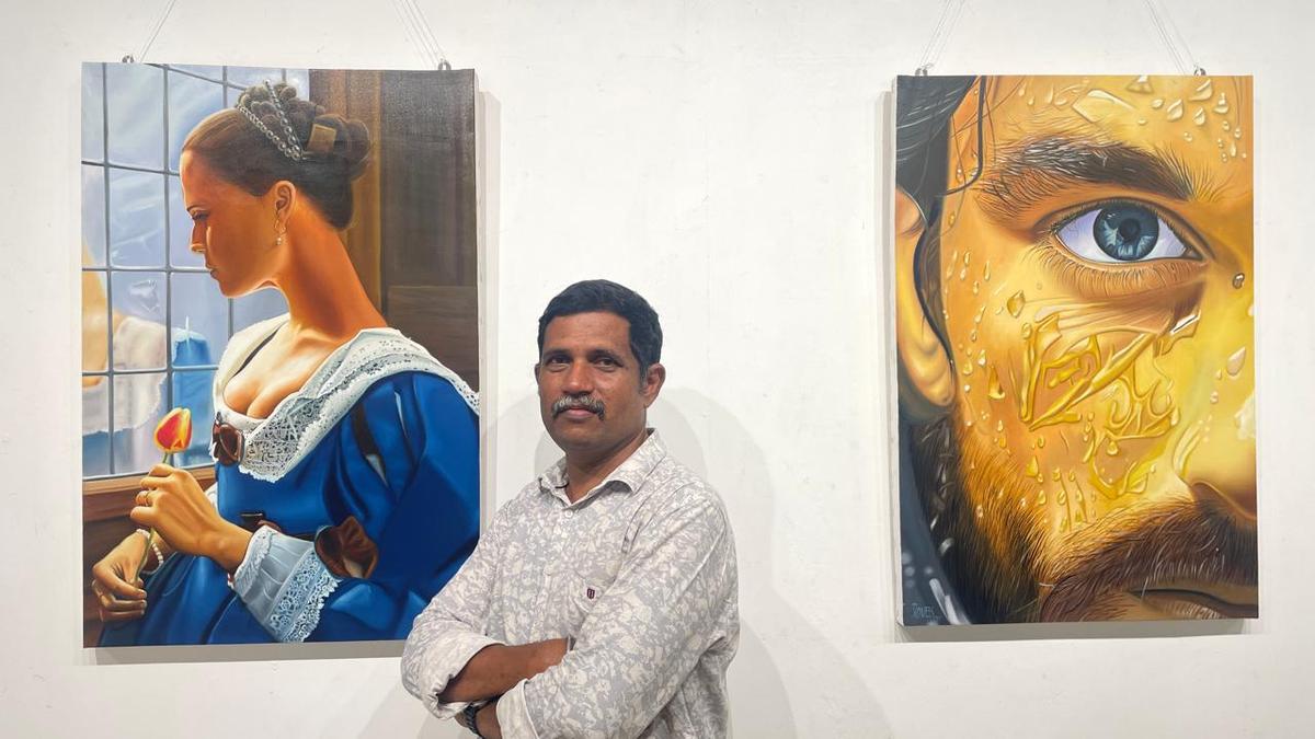 Art director Ravees exhibits his oil paintings in Thiruvananthapuram