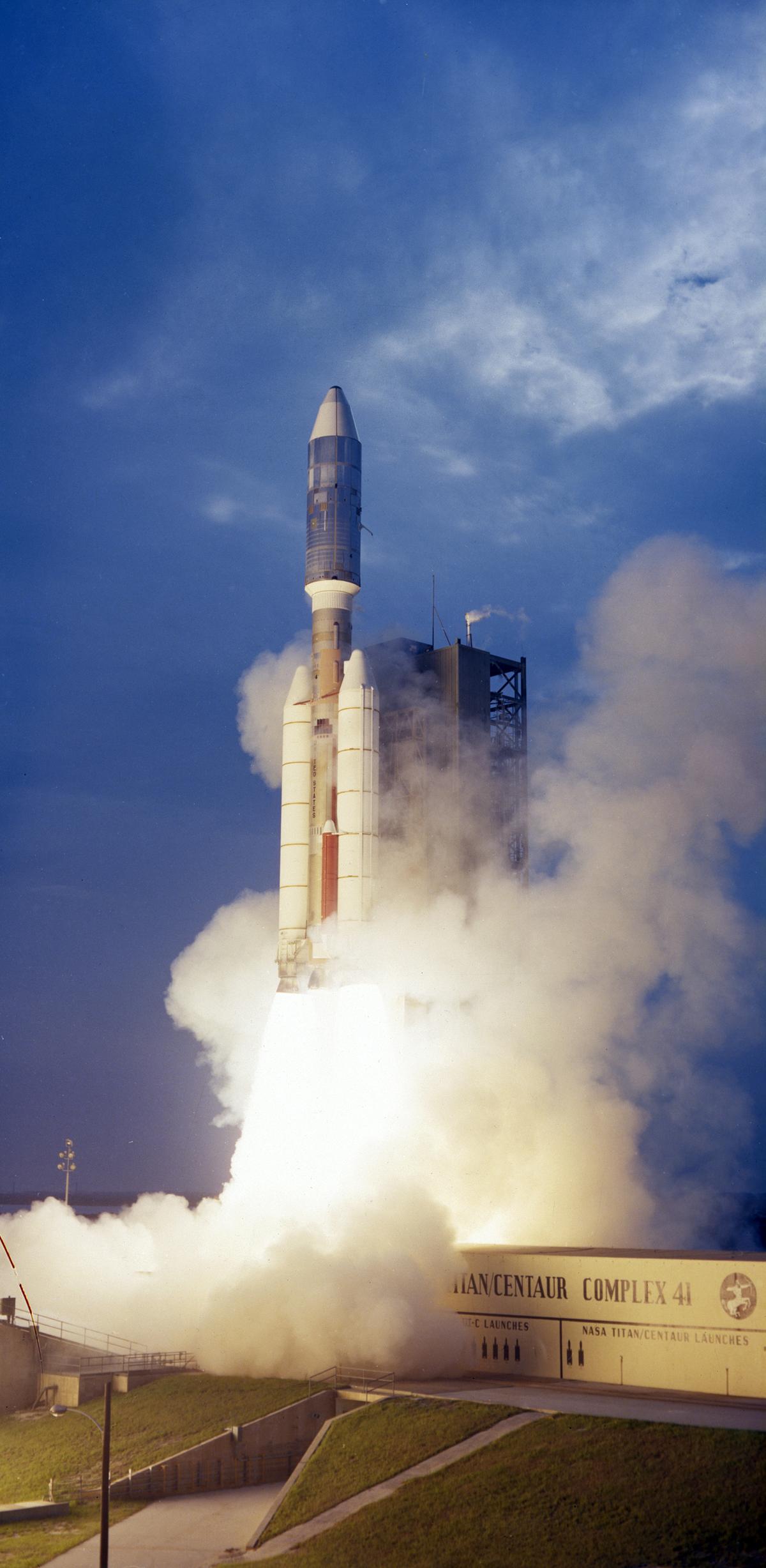 The Titan III-Centaur carrying the Viking 1 lander lifted off on August 20, 1975. The Viking lander conducted a detailed scientific investigation of the planet Mars.