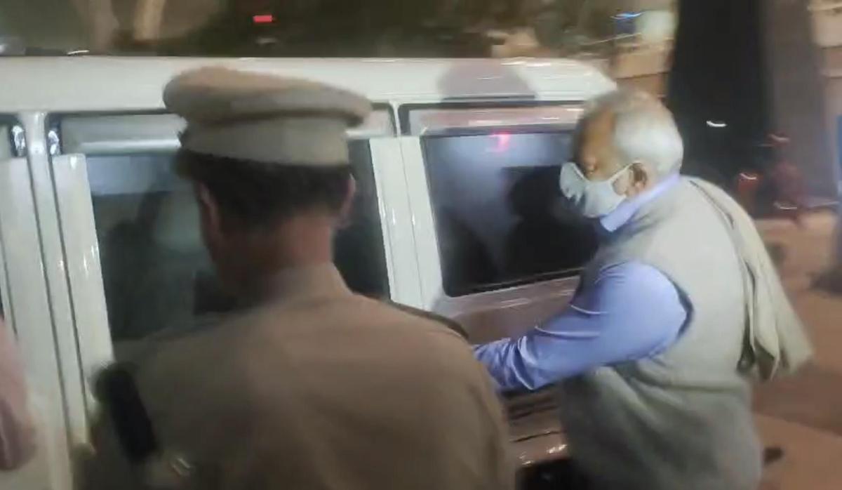 A video grab of former Minister and BJP MLA Byrathi Basavaraj being taken into custody.