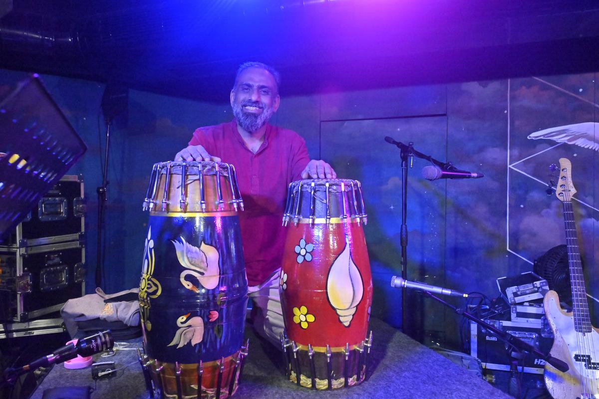 Jayachandra Rao’s mridangam carries graphic prints.