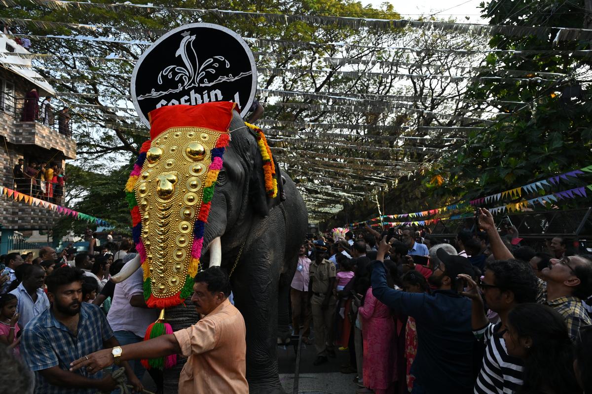 
A robotic elephant paraded during the carnival.  