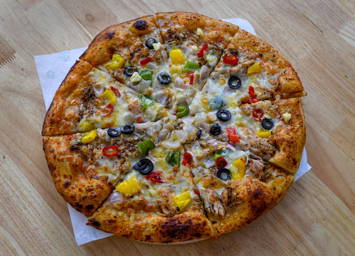 Sourdough crust pizza dished out at a bakery called Breadway in Visakhapatnam.