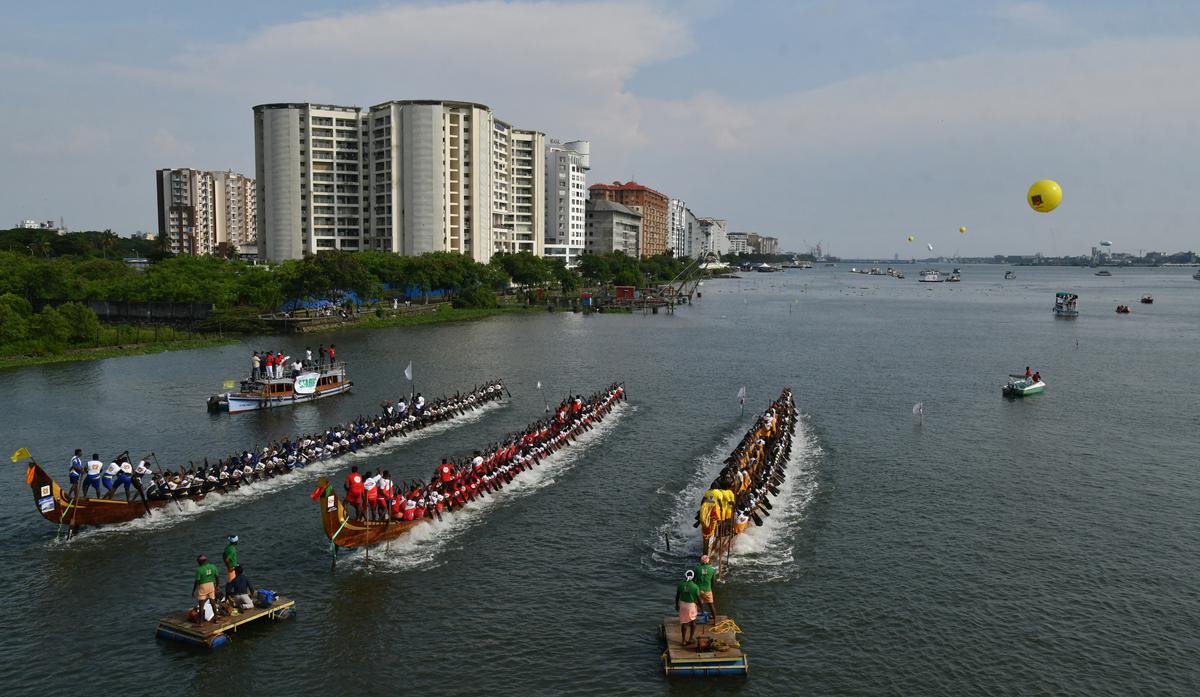 Snake boats compete in 5th leg of the 2019 Champions Boat League (CBL) organised by Kerala Tourism at Marine Drive in Kochi, Ernakulam district