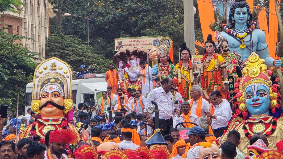 Grand, colourful farewell to Ganesha from Idgah Maidan in Hubballi