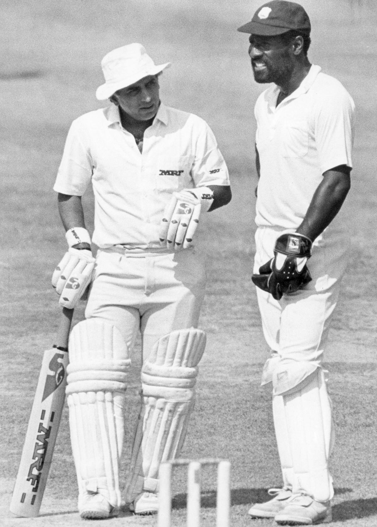 Test opener Sunil Gavaskar came out of retirement to appear in the ‘Venkat’ benefit match at Chepauk, while the West Indian skipper Viv Richards donned the ‘keeper’s gloves at M.A. Chidambaram Stadium, Chepauk, Madras on January 27, 1988.