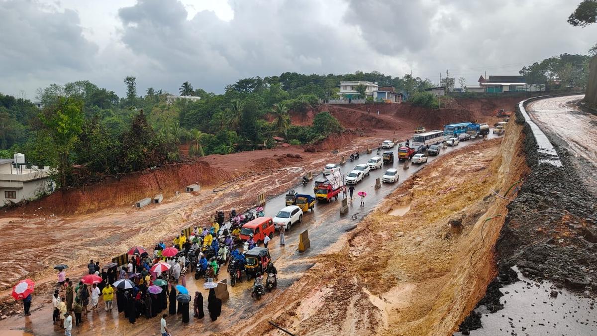People stage protest after rainwater enters houses along NH at Kuppam