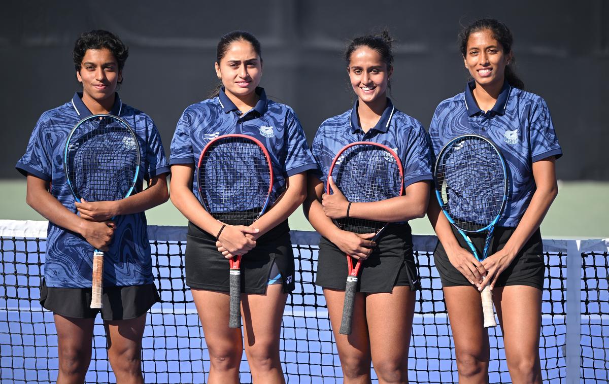 Maharashtra’s women’s team that won the tennia gold at the 38th National Games in Dehradun on Friday, 07 February 2025. 