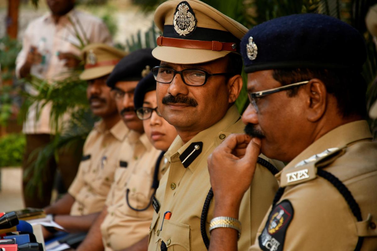IPS officer M. Ramesh (Second from right). File