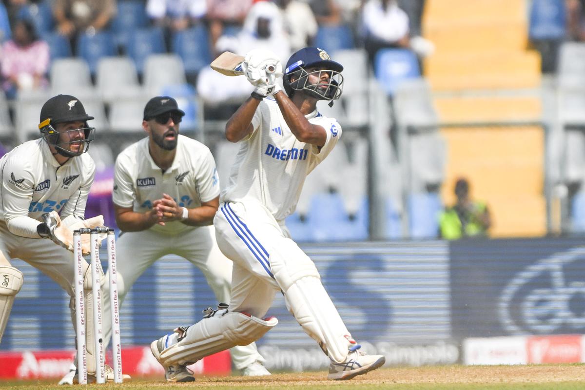 Cameo: Washington Sundar in action on day two of the third Test between India and New Zealand at the Wankhede Stadium in Mumbai on November 2, 2024