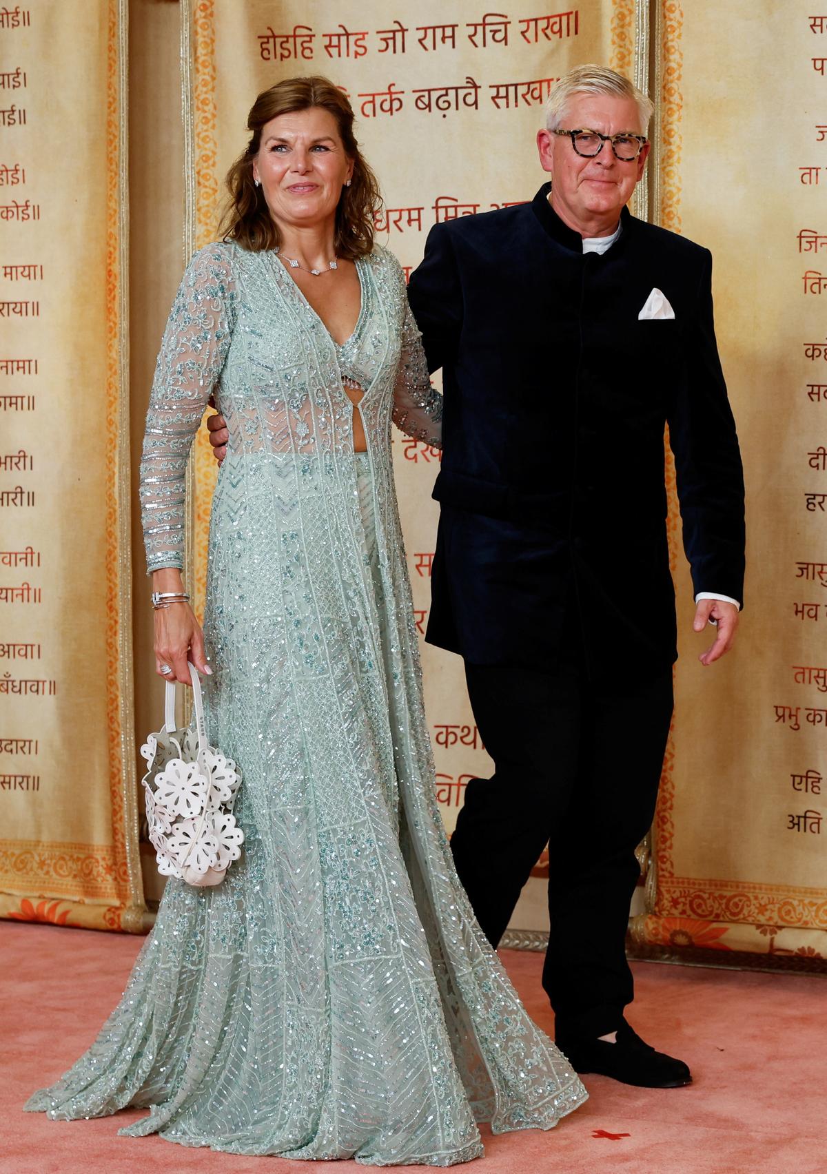 Chairperson of Imagination Technologies Bert Nordberg walks on the red carpet as he attends the wedding reception of Anant Ambani and Radhika Ambani after their marriage in Mumbai, India, July 14, 2024