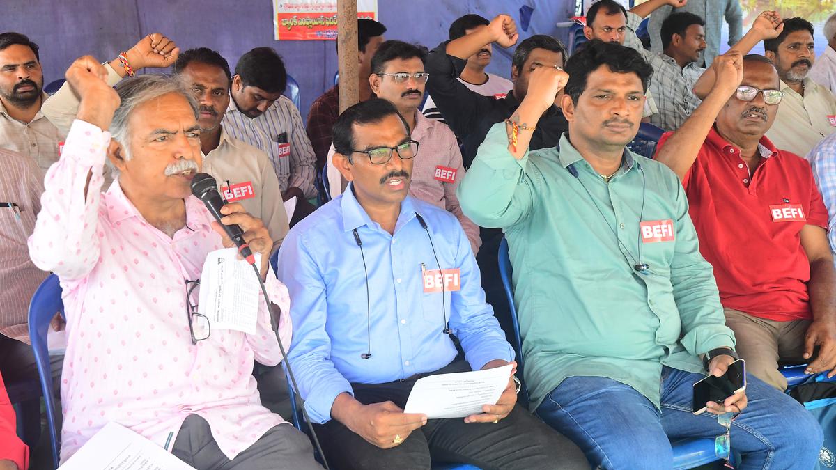 Bank employees stage protest demanding end to privatisation, outsourcing