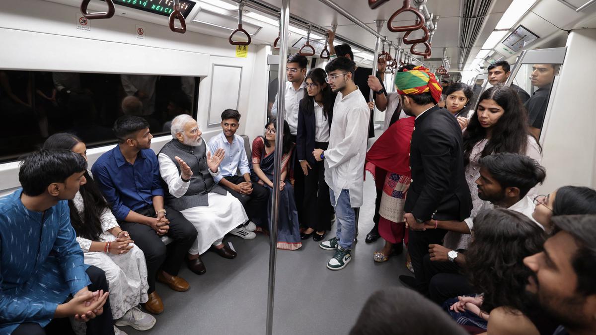 PM Modi hops on Delhi metro, talks about reels, OTT, food haunts with DU students