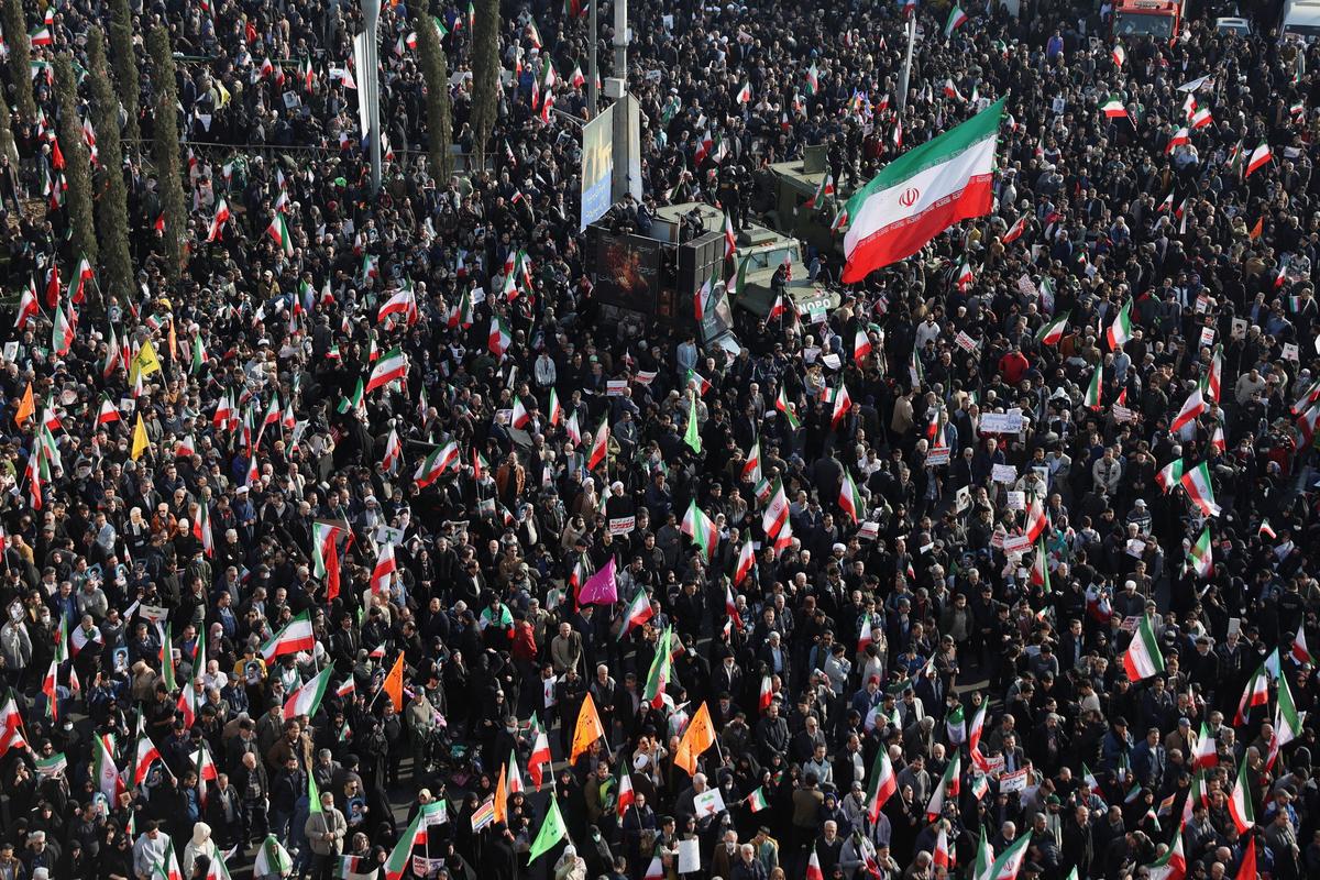 Iranians attend a pro-government rally in Tehran, Iran, January 12, 2026. 