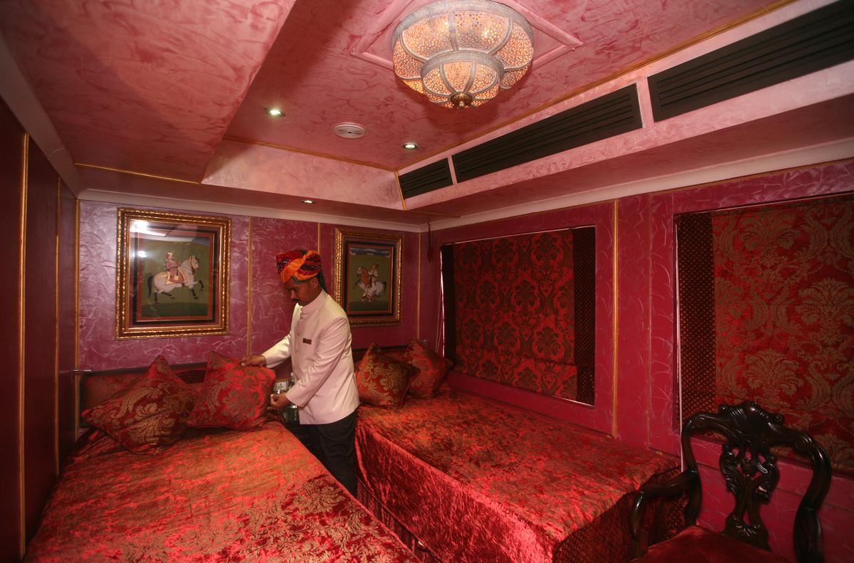 A bedroom on the Royal Rajasthan on Wheels A bedroom on the Royal Rajasthan on Wheels