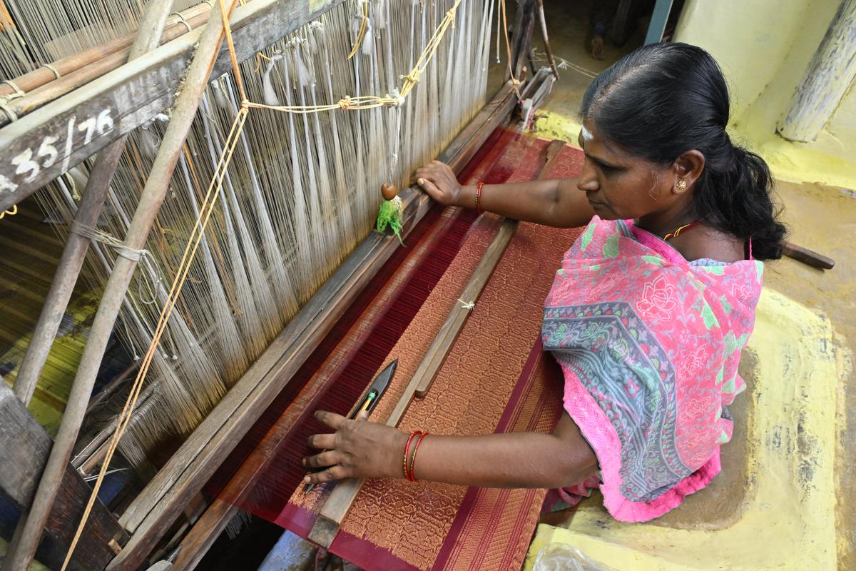 A manager at a cooperative society in Sirumugai says though the Kovai Kora cotton sari has the GI tag, it is sold for only ₹3,000 a piece, and a weaver earns only ₹1,100 for a sari, and hence, many of them have switched to soft silk saris.