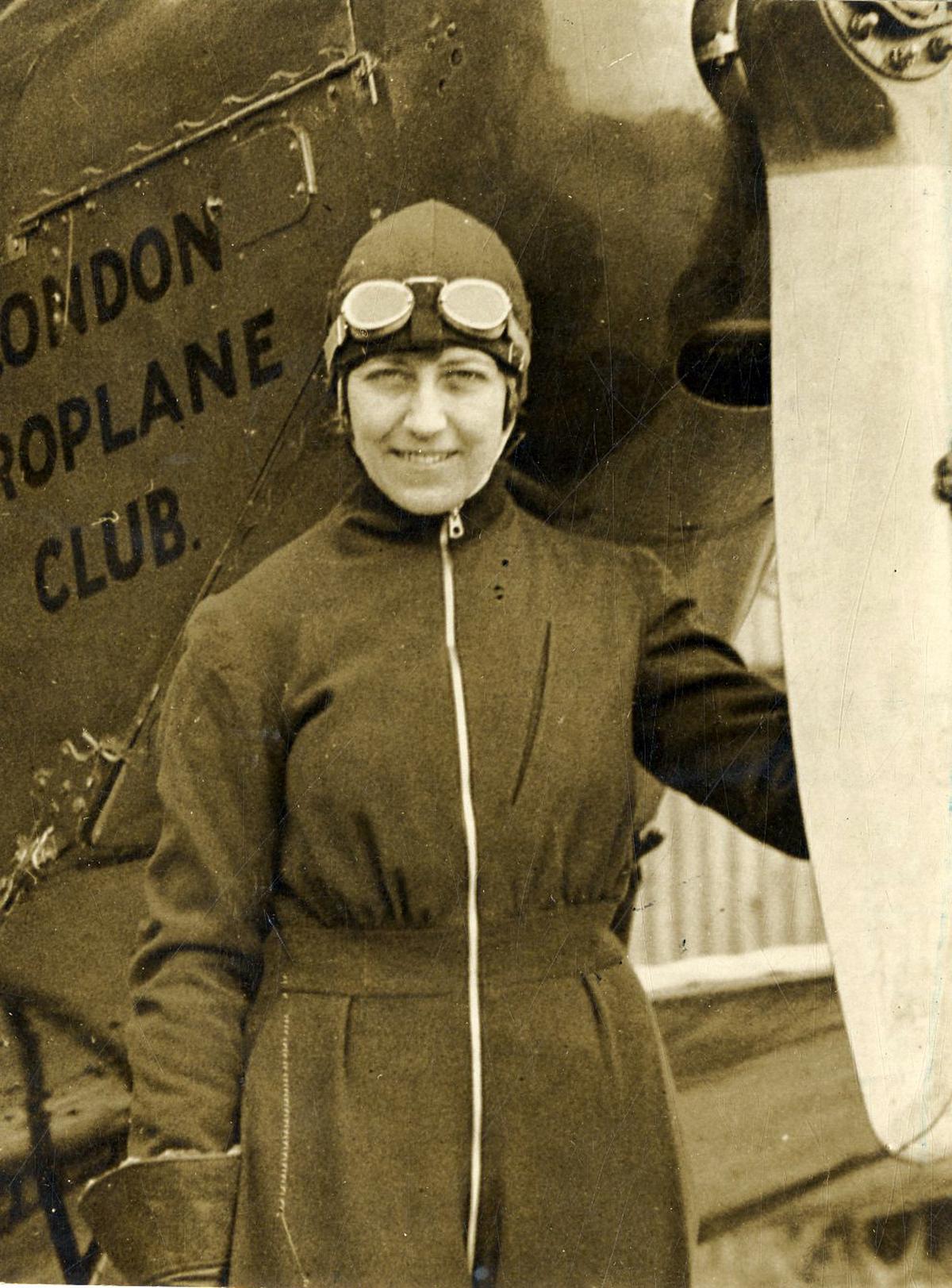 Amy Johnson in her flying suit. Amy Johnson in her flying suit.