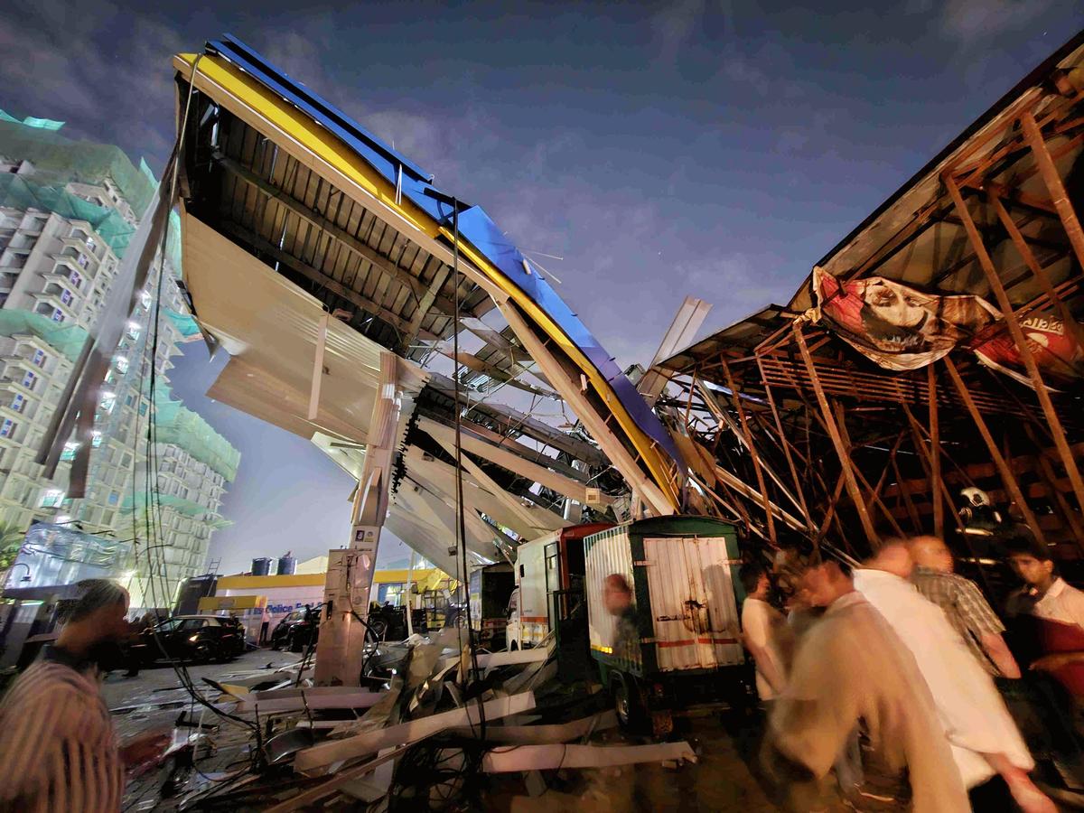 A hoarding collapses in Mumbai’s Ghatkopar killing at least nine and leaving 70 others injured, in Mumbai on May 13, 2024. A hoarding collapses in Mumbai’s Ghatkopar killing at least nine and leaving 70 others injured, in Mumbai on May 13, 2024.