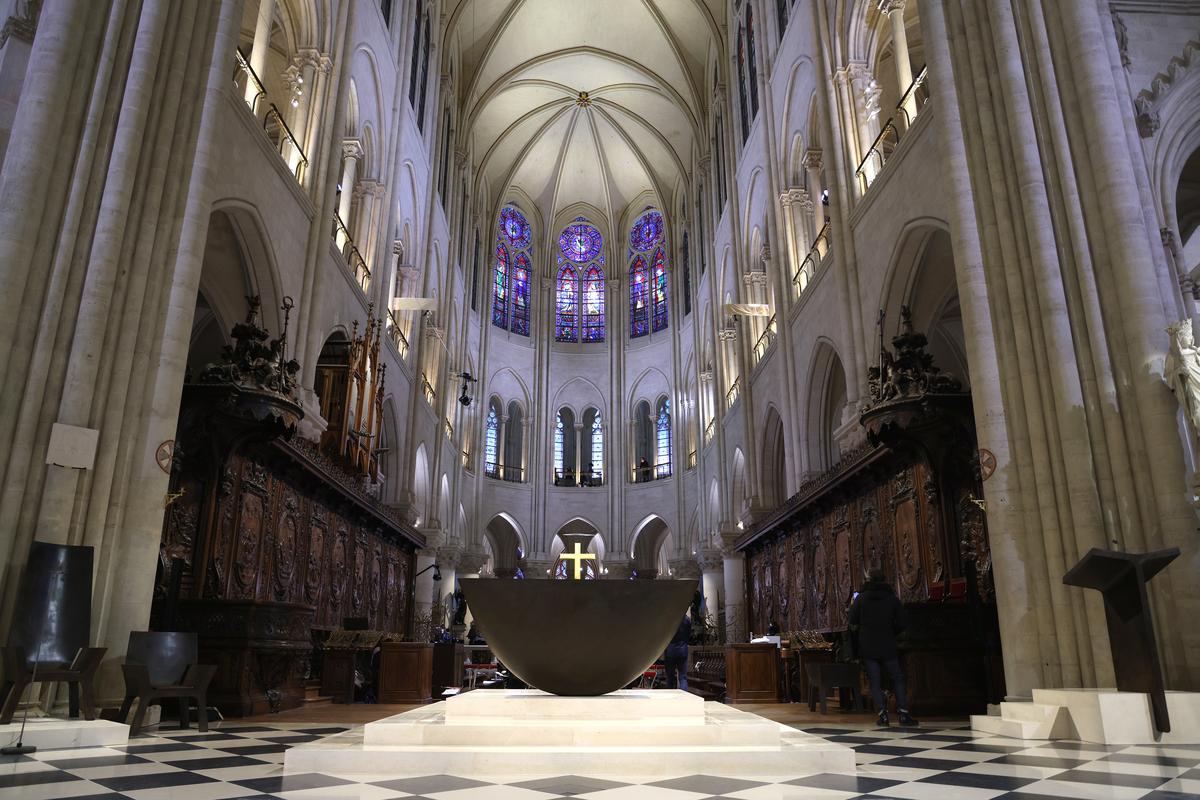 The religious ceremony is due to end around 2000 GMT, with a concert starting shortly afterwards. Photo: Getty Images for Notre Dame de Paris