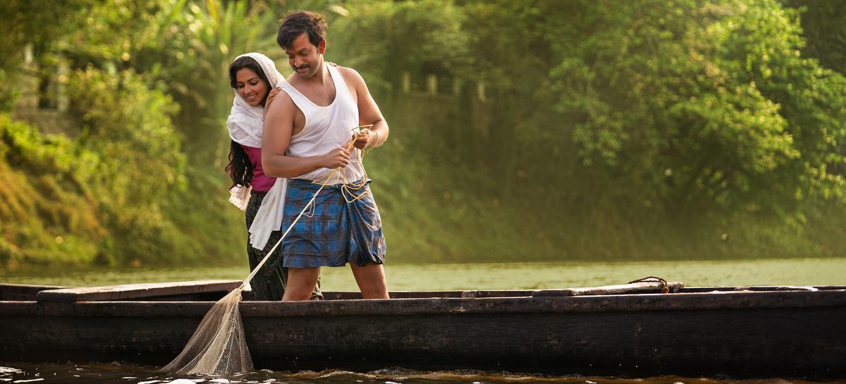Amala Paul and Prithviraj in a still from ‘Aadujeevitham’