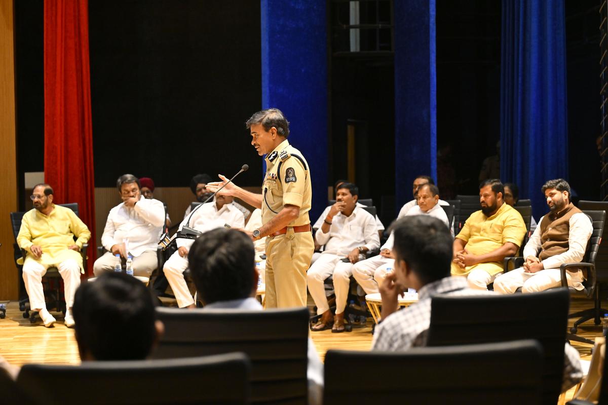 Commissioner of Police C.V. Anand speaking in the meeting with public representatives, other department officials and various stakeholders on the issue of noise pollution in Hyderabad.