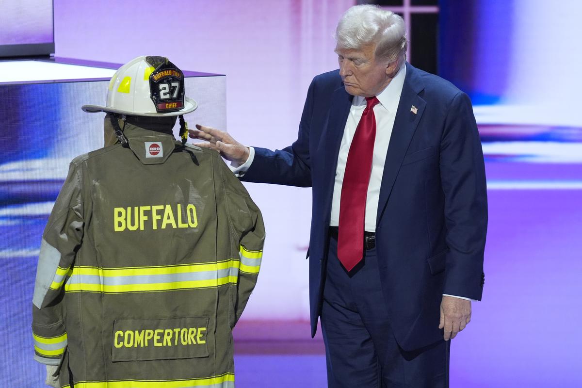 Republican presidential candidate former President Donald Trump speaks during the Republican National Convention on July 18, 2024, in Milwaukee. 