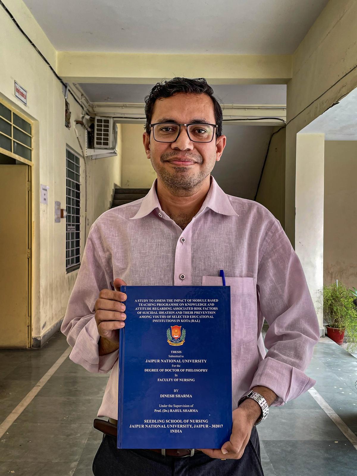 Dinesh Sharma, Psychology HOD, Government Nursing College in Kota who has conducted first PhD on student suicides in coaching hub. 