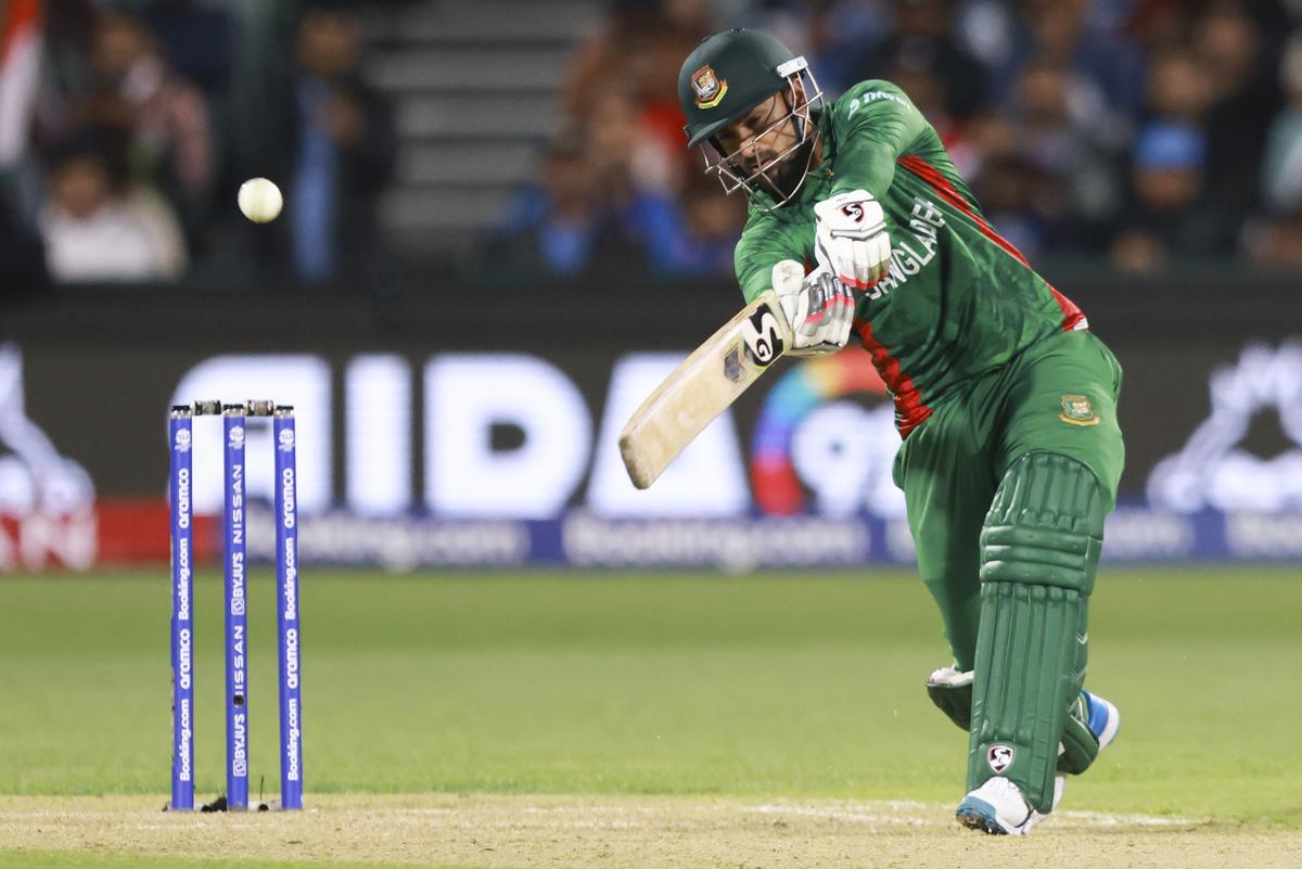 Bangladesh’s Litton Das hits the ball to the boundary during the T20 World Cup cricket match between India and Bangladesh in Adelaide, Australia, on November 2, 2022