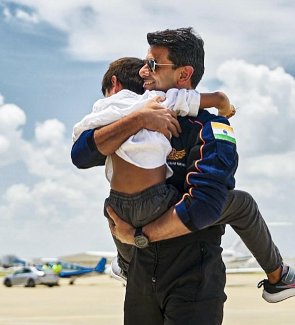 Astronaut Shubhanshu Shukla with his son. @gagan.shux via Instagram Astronaut Shubhanshu Shukla with his son. @gagan.shux via Instagram