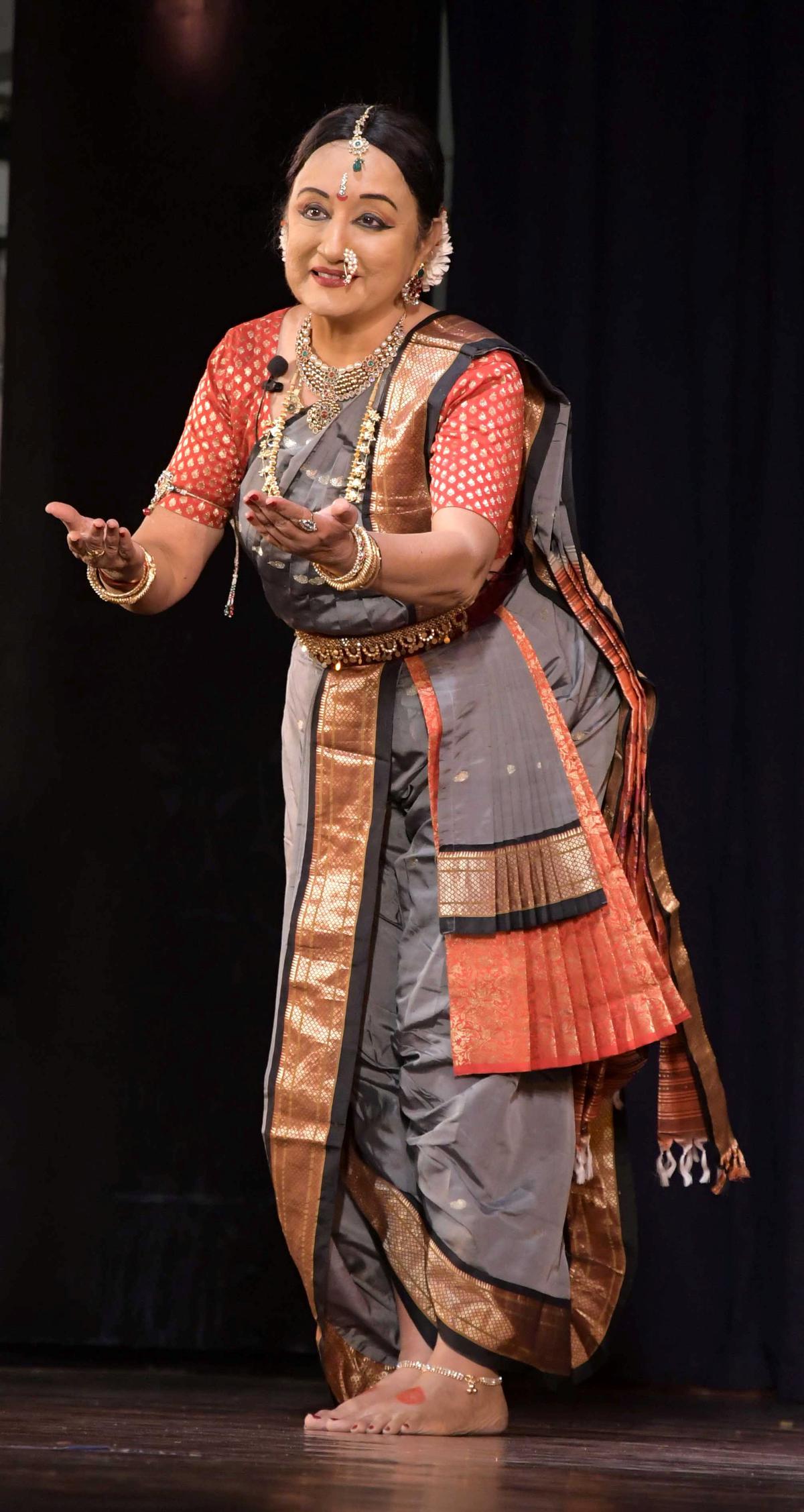 Lakshmi during a performance in 2017 at Sivagami Pethachi auditorium in Mylapore, Chennai. 