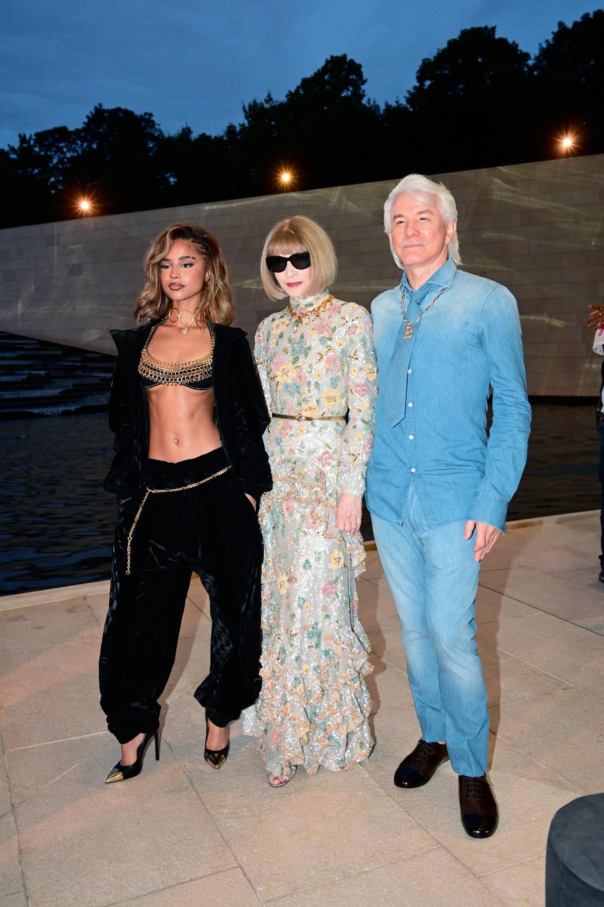 PARIS, FRANCE - JULY 25: Tyla, Anna Wintour and Baz Luhrmann attend ‘Prelude To The Olympics’ at Fondation Louis Vuitton on July 25, 2024 in Paris, France