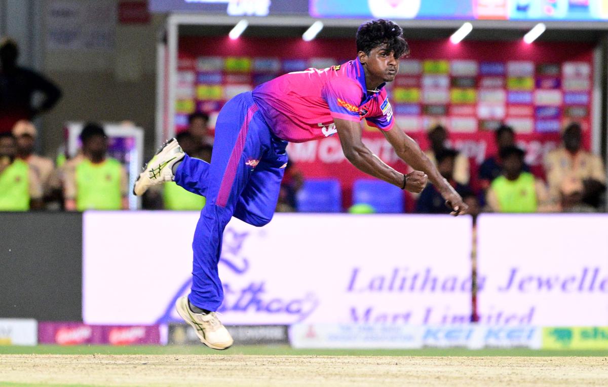 Esakkimuthu of  Idream Tiruppur Tamizhans took three wickets against Chepauk Super Gillies in the TNPL Qualifier 1 held at Natham in Dindigul district, Tamil Nadu, on Tuesday, 01 July 2025. 