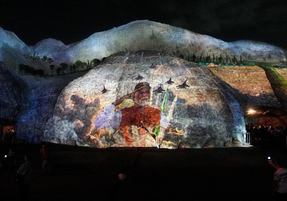 A pandal themed on ‘Operation Sindoor’