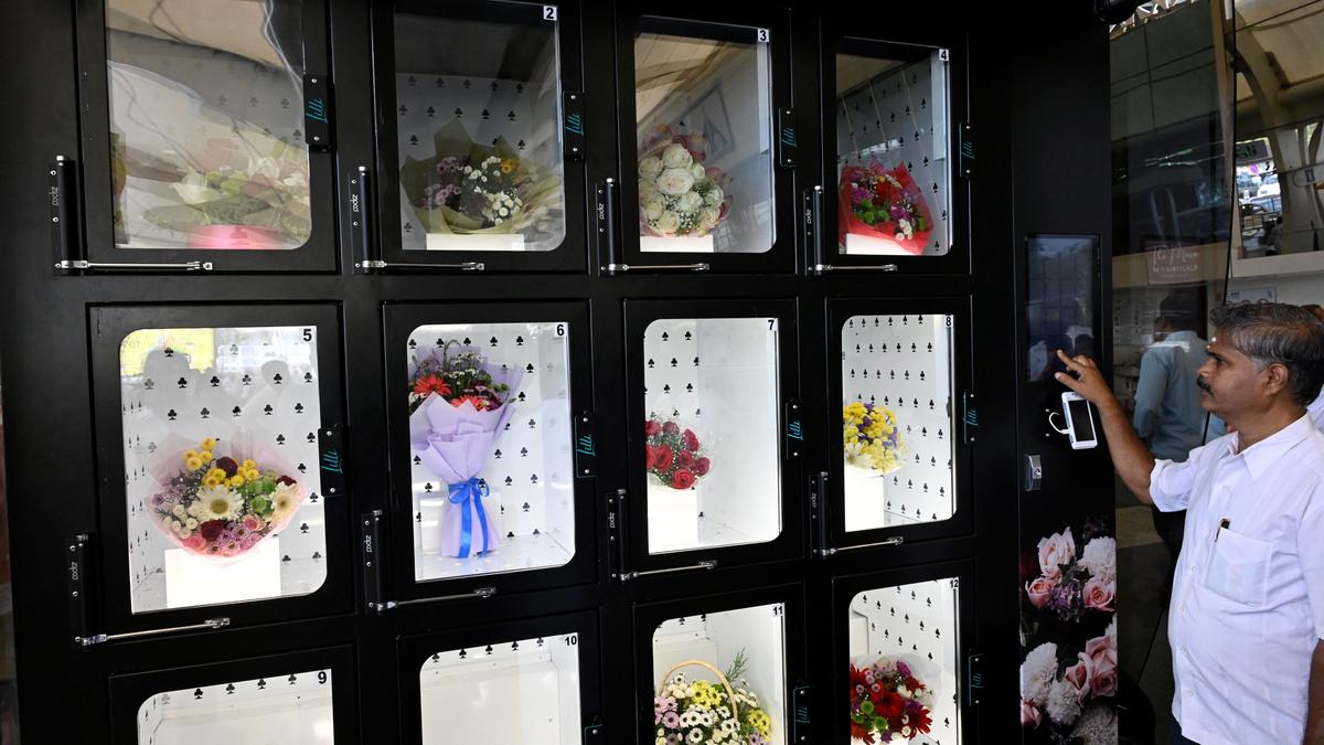 Automatic bouquet delivery machine at Coimbatore airport a big hit