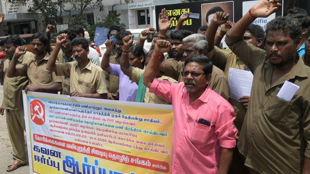 Corporation workers in Erode seek regularisation of jobs