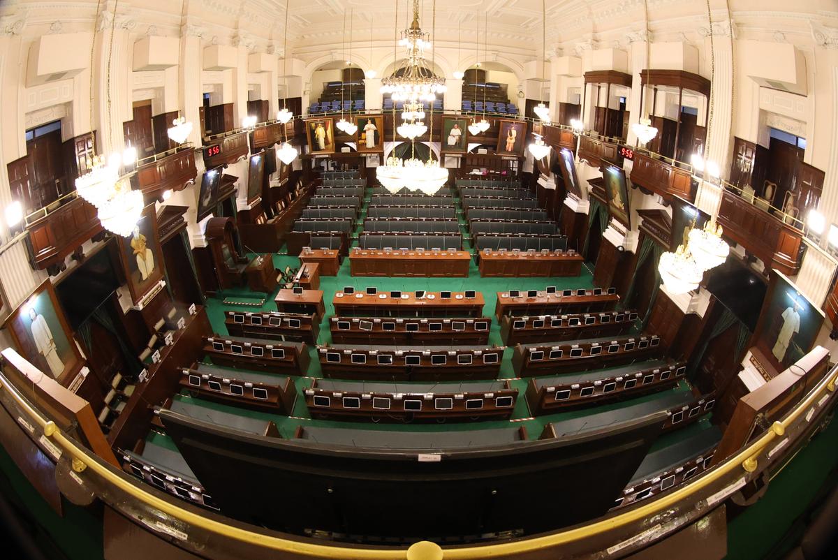 A view of the Tamil Nadu Legislative Assembly hall in Chennai