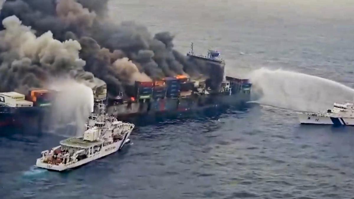Chances high for Singapore-flagged ship that caught fire off Kerala coast to sink along with dangerous cargo
