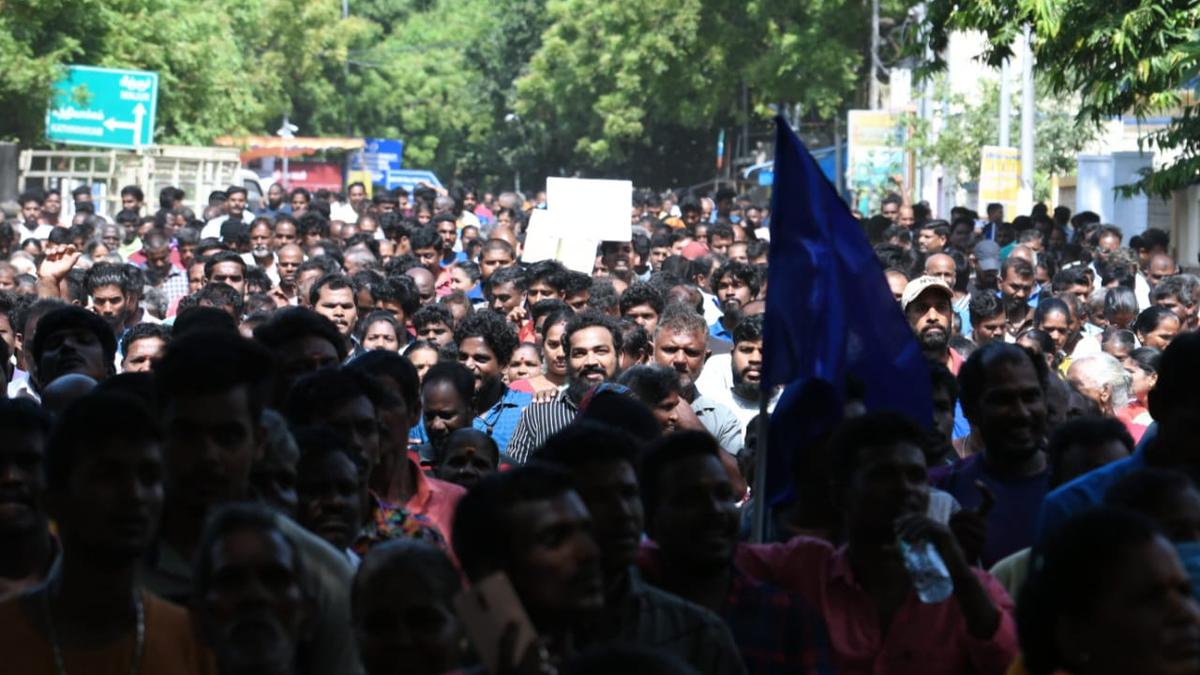 Ennore fisherfolk continue protest against transmission towers; demand jobs, dredging of Ennore creek