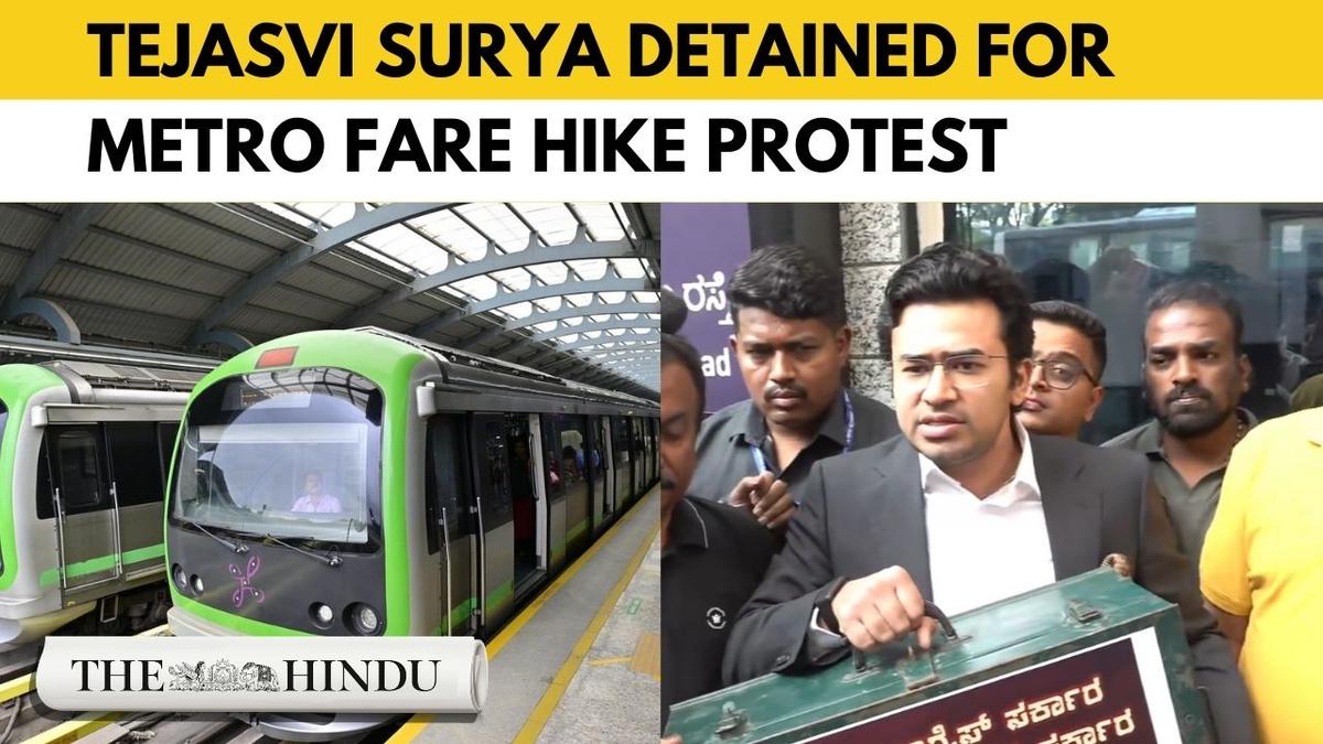 BJP MP Tejasvi Surya detained for protesting against Bengaluru metro fare hike