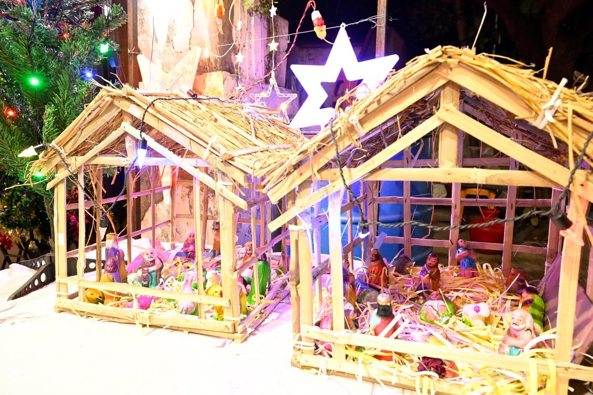 Christmas cradle at a shop in Puliyakulam