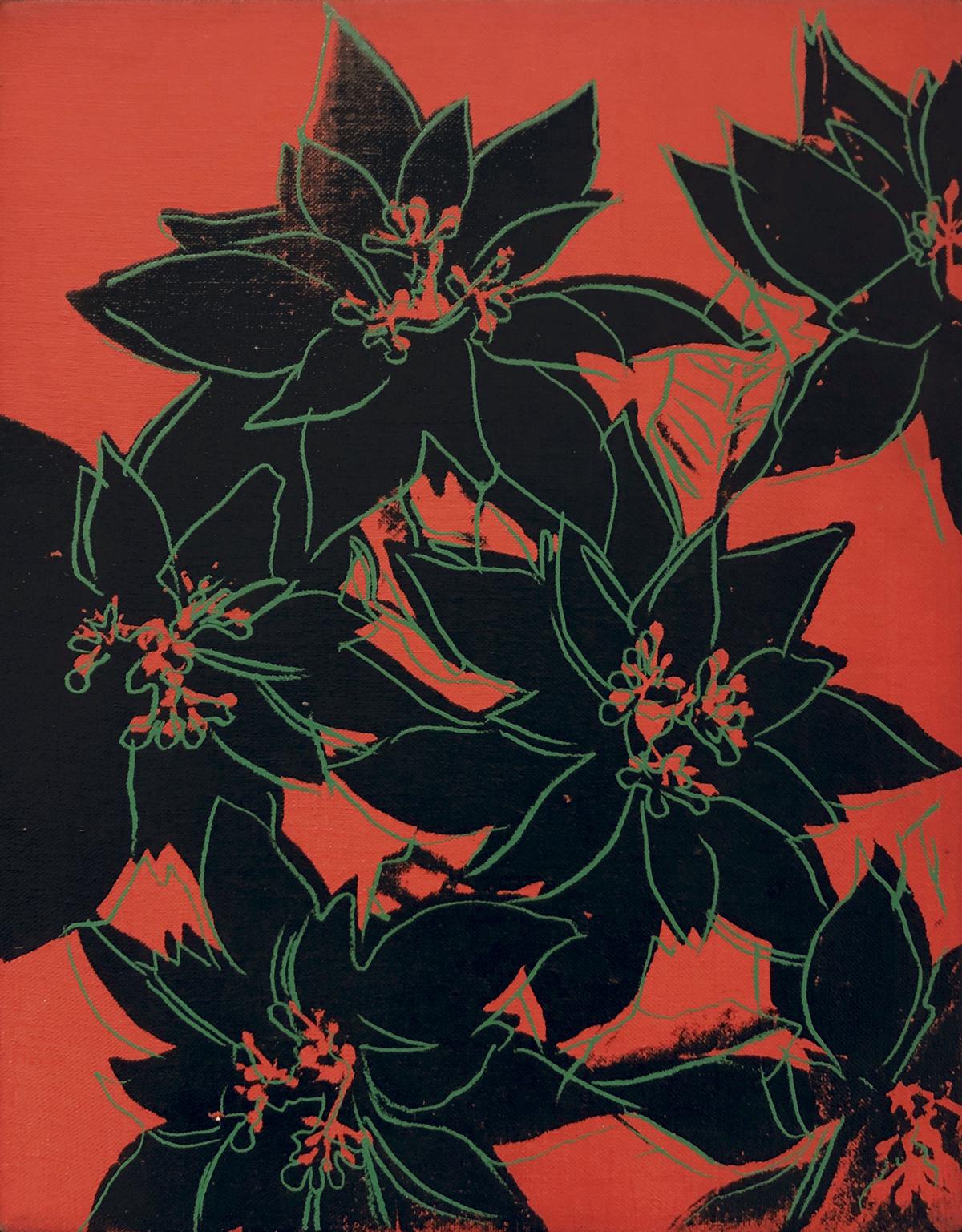 An artwork from Andy Warhol's Poinsettia series