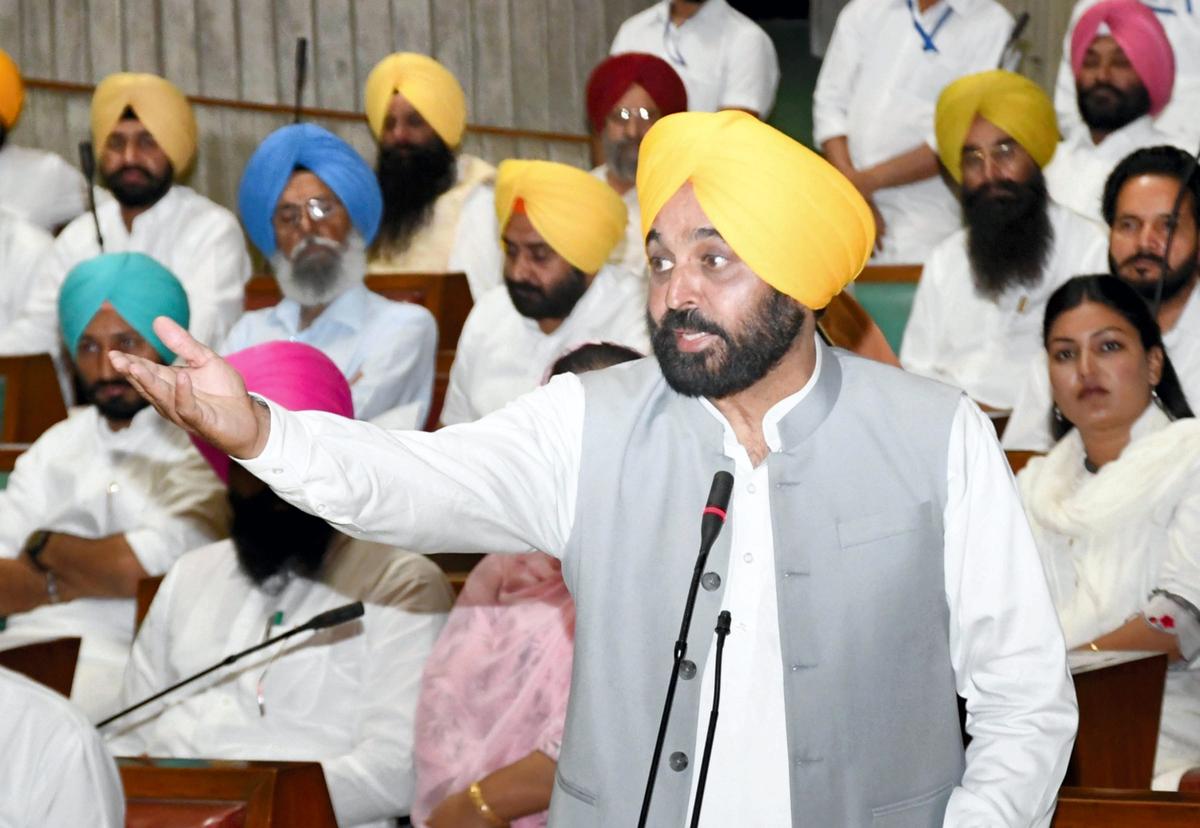 Chandigarh: Punjab Chief Minister Bhagwant Mann speaks during the Punjab Legislative Assembly Session, in Chandigarh, Saturday, June 25, 2022 Chandigarh: Punjab Chief Minister Bhagwant Mann speaks during the Punjab Legislative Assembly Session, in Chandigarh, Saturday, June 25, 2022
