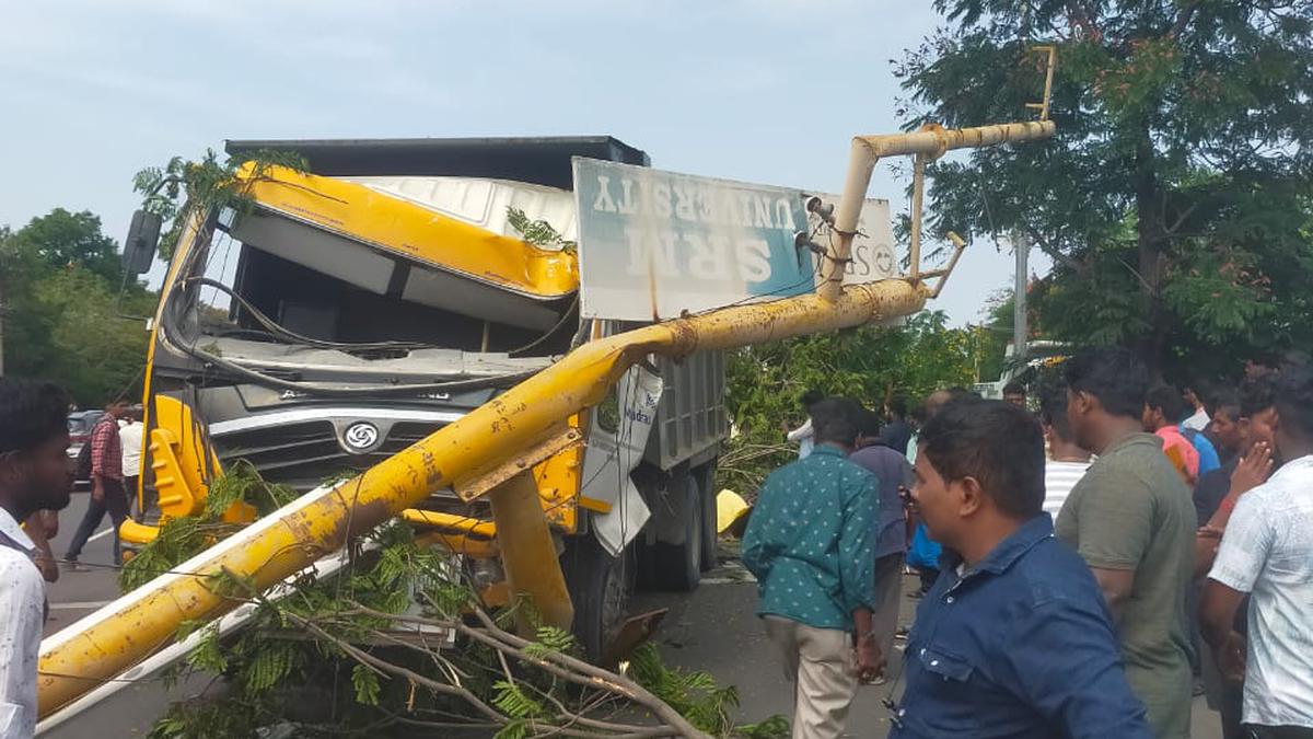 Four, including two college students, killed after sand-laden lorry runs amok on GST Road near Chennai