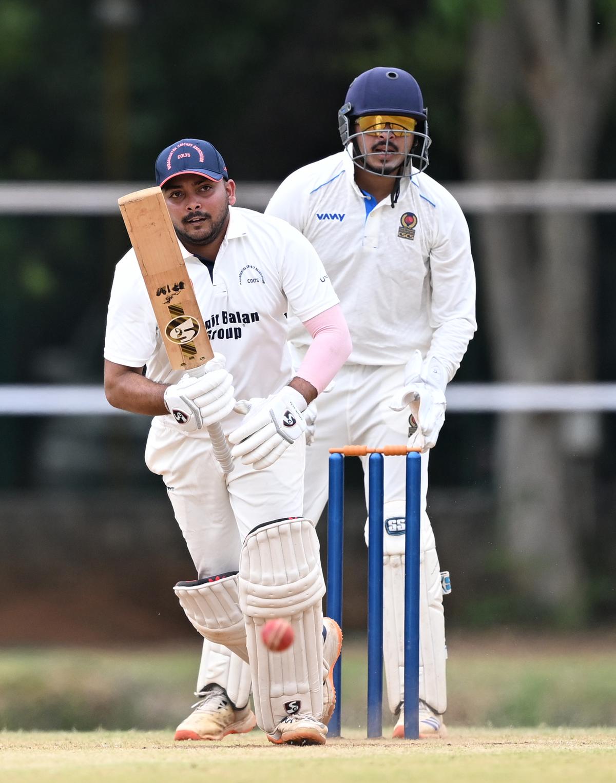 Maharashtra opener Prithvi Shaw scored 111 off 141 balls against Chhattisgarh in the All India Buchi Babu cricket tournament at in Chennai on Tuesday, August 19, 2025. 