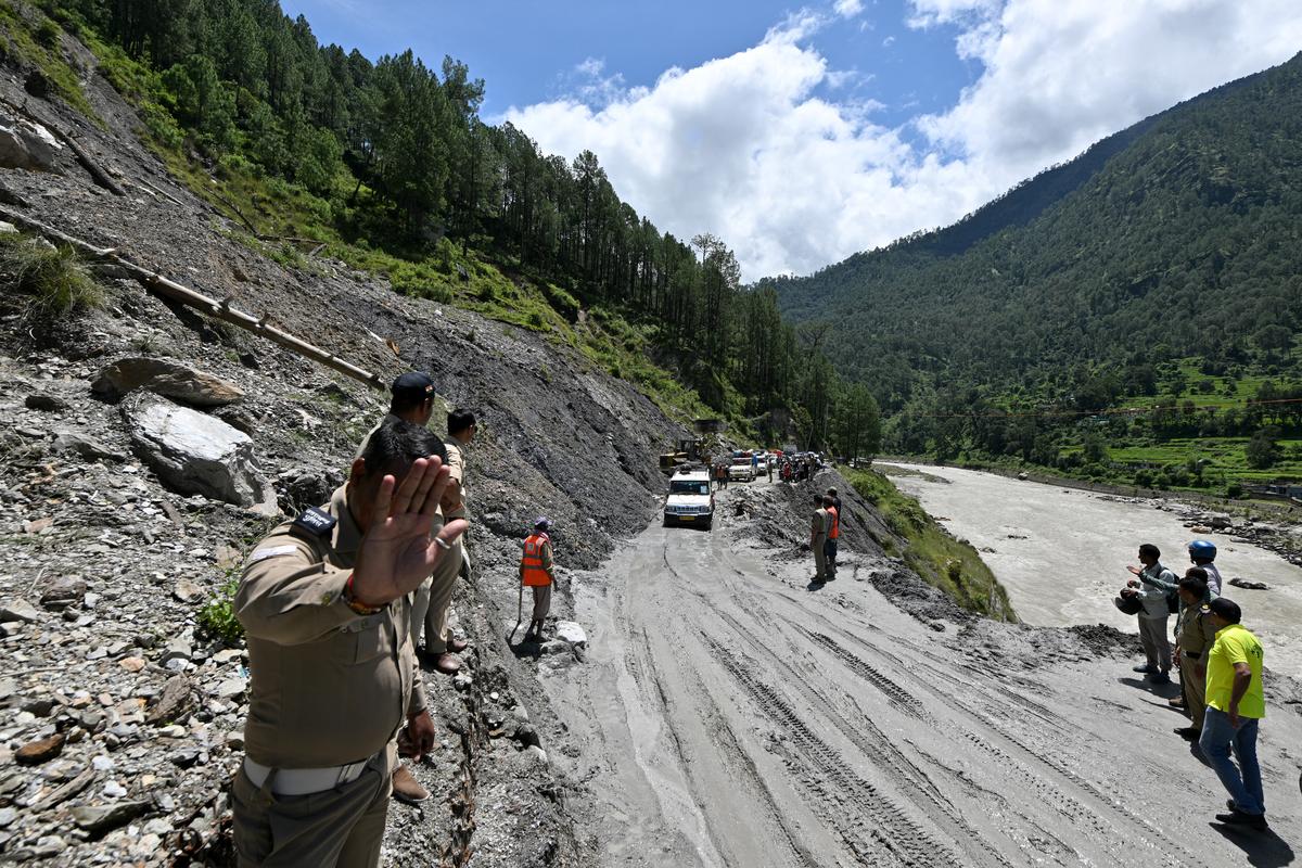 Roads being repaired after the landslide.