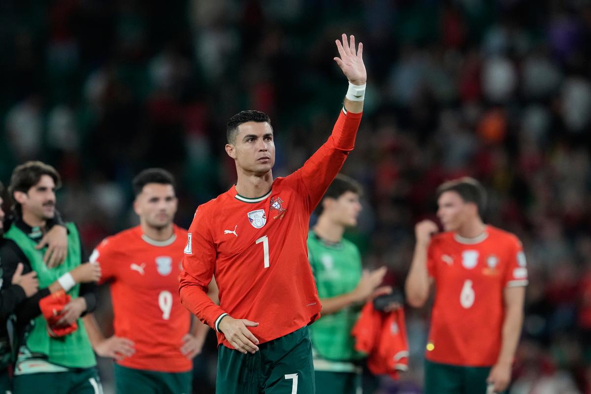 Portugal’s Cristiano Ronaldo walks off the pitch after a World Cup 2026 group F qualifying match between Portugal and Hungary in Lisbon