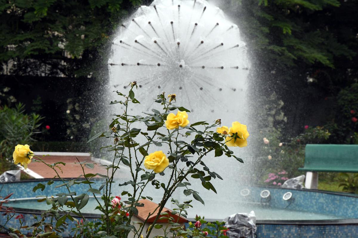 The fountain at Raj Bhavan