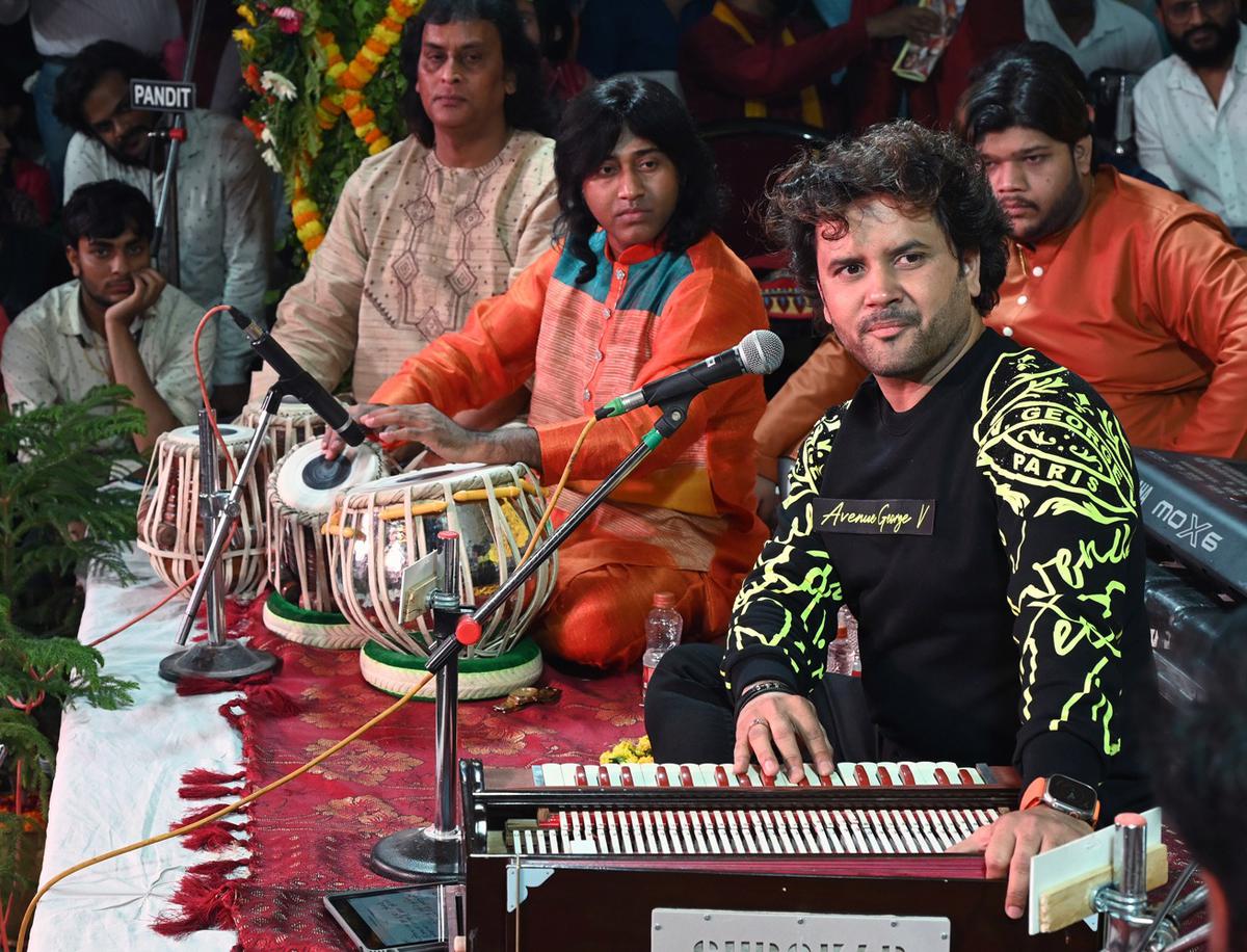 Playback singer Javed Ali performing at the Sankat Mochan Music Festival in Varanasi on Sunday, April 16. 