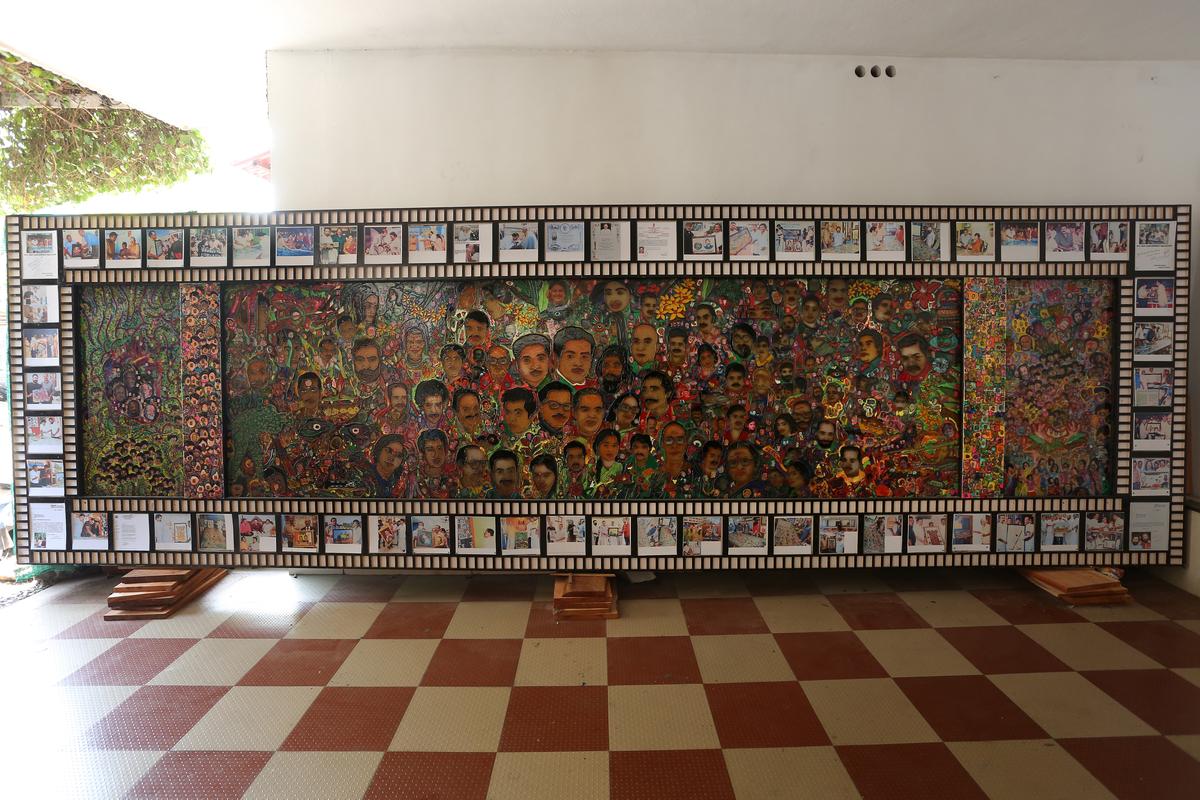 Chitraradanjali is a 16 feet long mix media painting. , 