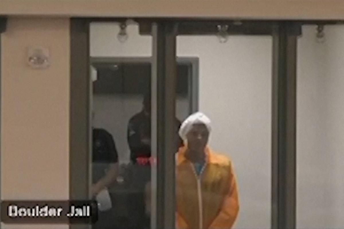 Boulder attack suspect Mohamed Sabry Soliman appears in a video feed from the Boulder County Jail during a brief court appearance in Boulder, Colorado, U.S. on June 2, 2025 in a still image from video.